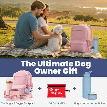 Dog Travel Backpack for Supplies - Dog Diaper Bag with Travel Bowls