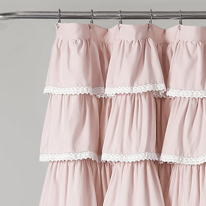 Lace Ruffle Shower Curtain Single 72" W x 72" L Blush - Pink Shower Curtains for Bathroom - Ruffle Bathroom Curtain - Coquette Bathroom Decor