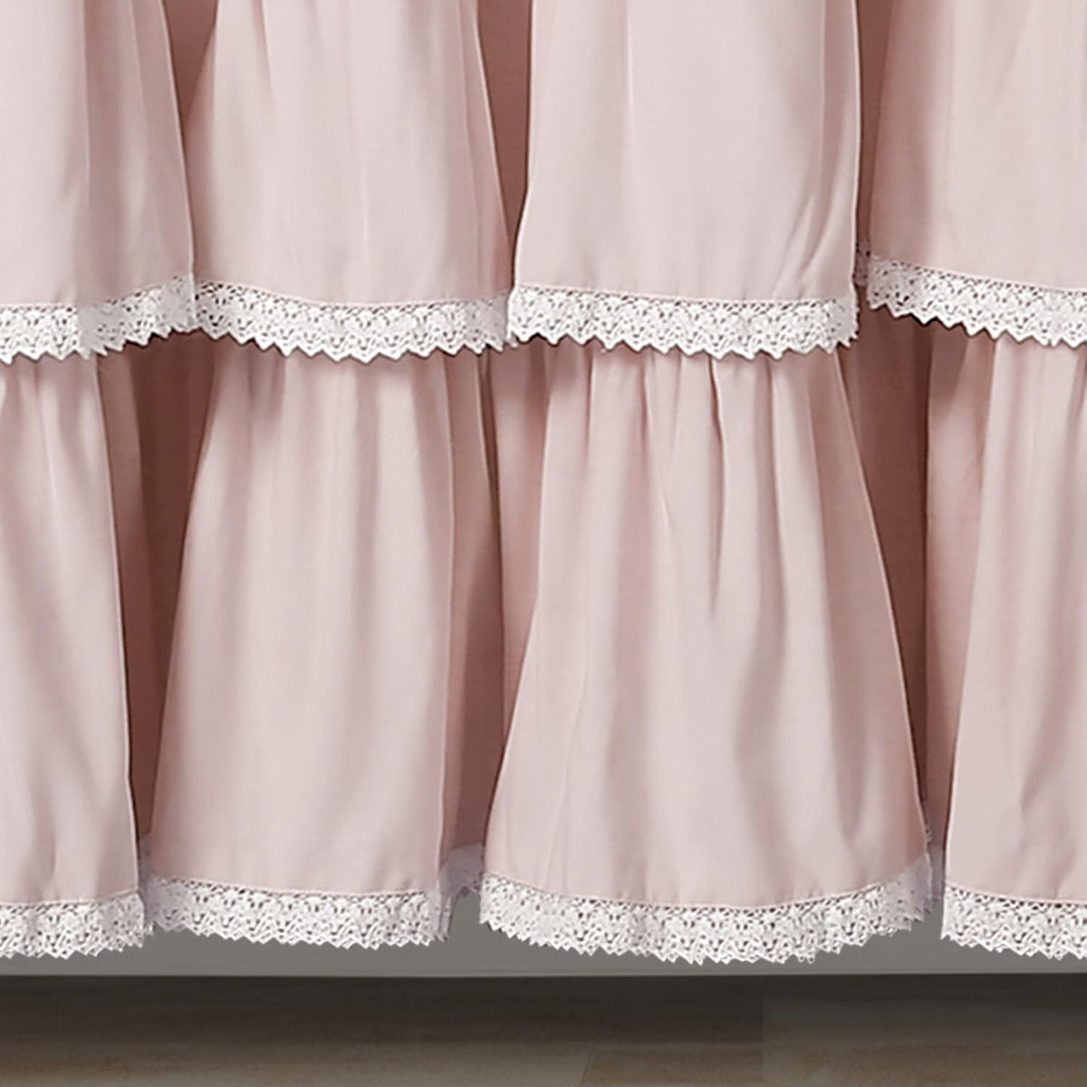 Lace Ruffle Shower Curtain Single 72" W x 72" L Blush - Pink Shower Curtains for Bathroom - Ruffle Bathroom Curtain - Coquette Bathroom Decor