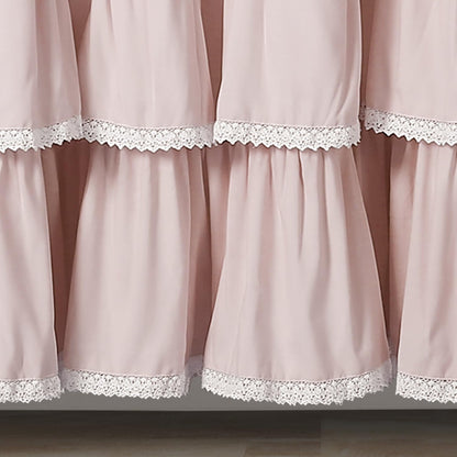 Lace Ruffle Shower Curtain Single 72" W x 72" L Blush - Pink Shower Curtains for Bathroom - Ruffle Bathroom Curtain - Coquette Bathroom Decor