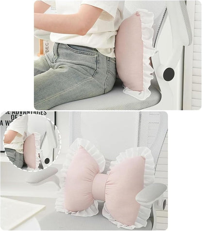 Bow Pillow Bow Shaped Pillow Decorative, Pink Bow Pillow Lace Bowknot Throw Pillow, Cute Bow Shaped Pillows for Sofa Couch Bed Living Room Bedroom