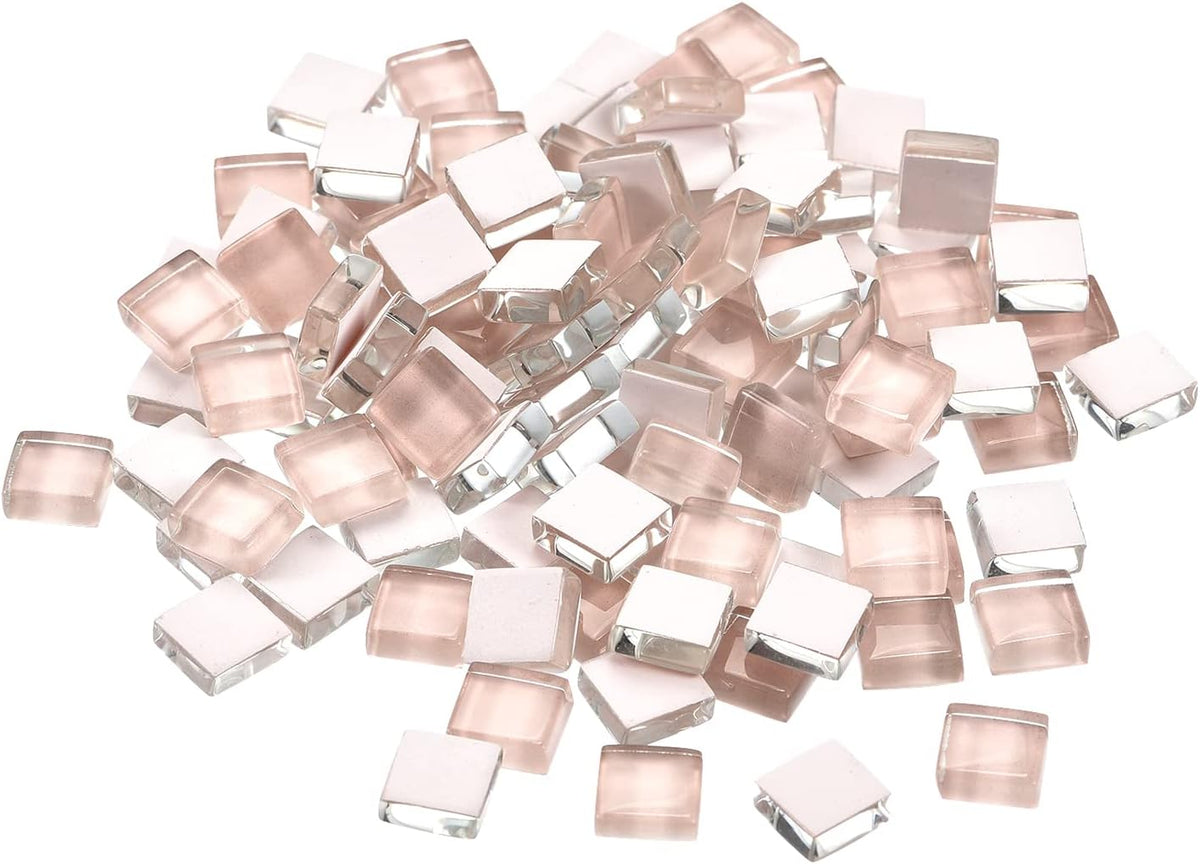 Mosaic Tiles, Micro Glass Tiny Mini Mosaic Tile DIY Hobbies Handmade Crystal Free Stone Craft Material Creativity (Light Pink Pack of 110)