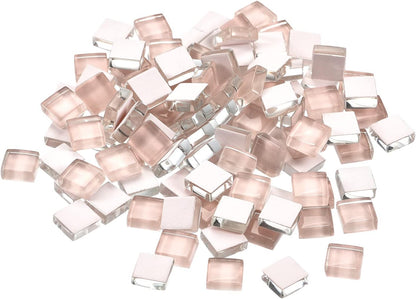 Mosaic Tiles, Micro Glass Tiny Mini Mosaic Tile DIY Hobbies Handmade Crystal Free Stone Craft Material Creativity (Light Pink Pack of 110)