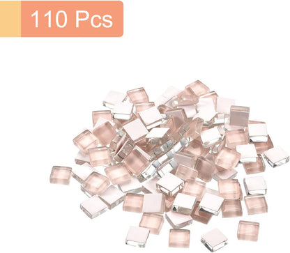 Mosaic Tiles, Micro Glass Tiny Mini Mosaic Tile DIY Hobbies Handmade Crystal Free Stone Craft Material Creativity (Light Pink Pack of 110)