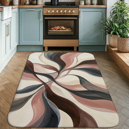 Swirls Area Rug, Modern Contemporary Leaves Curves None Peach Low Pile Sponge Aesthetic Rectangle Home Floor Carpet Rugs for Living Room Bedroom Classroom Apartment Decor 4' X 6'