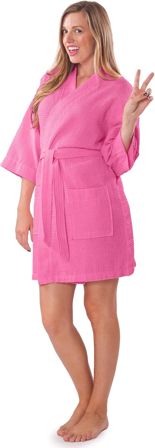 Lightweight Short Robes For Women Waffle Kimono Bathrobe - Soft, Fast-Drying, Long-Lasting Cotton Blend