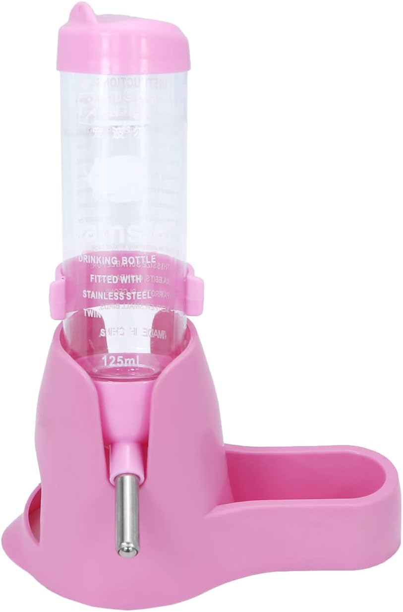 3 in 1 Hamster Water Bottle with Food Bowl Hideout Base, 125ML, Pink