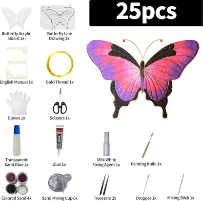 Filigree Enamel Art Painting Adult Craft Kits, DIY Art Projects Crafts Kits, Adult Painting Crafts Projects Kits for Seniors Teens Women, 3D Pink Butterfly Craftwork Decor Gift DIY Crafts Supplies