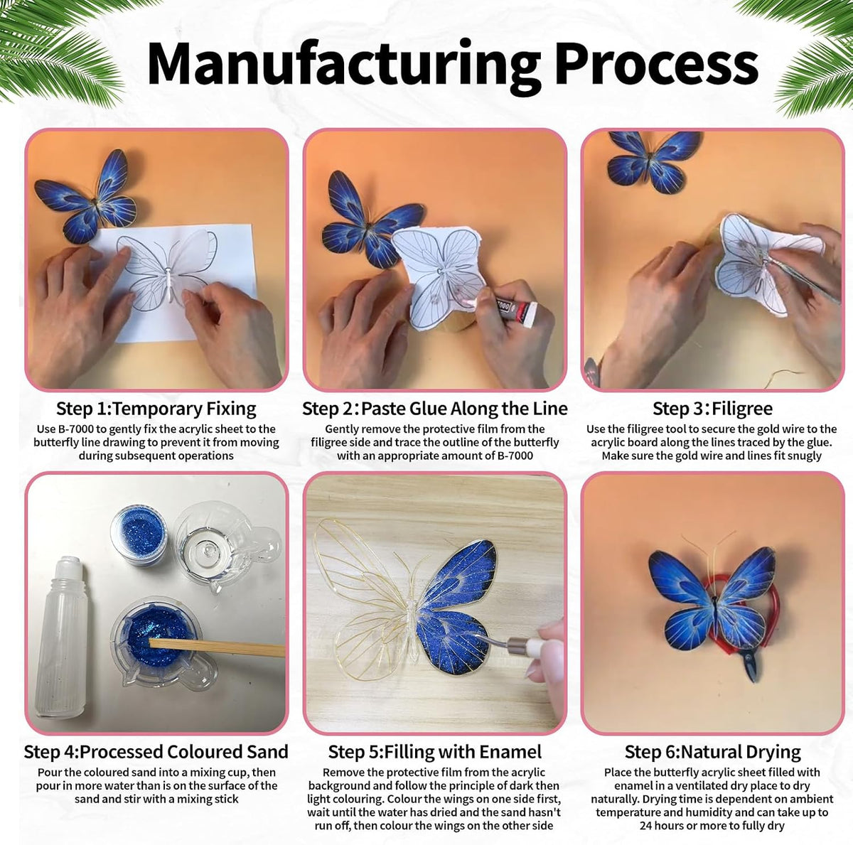 Filigree Enamel Art Painting Adult Craft Kits, DIY Art Projects Crafts Kits, Adult Painting Crafts Projects Kits for Seniors Teens Women, 3D Pink Butterfly Craftwork Decor Gift DIY Crafts Supplies