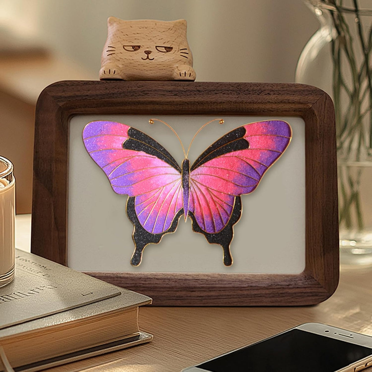 Filigree Enamel Art Painting Adult Craft Kits, DIY Art Projects Crafts Kits, Adult Painting Crafts Projects Kits for Seniors Teens Women, 3D Pink Butterfly Craftwork Decor Gift DIY Crafts Supplies