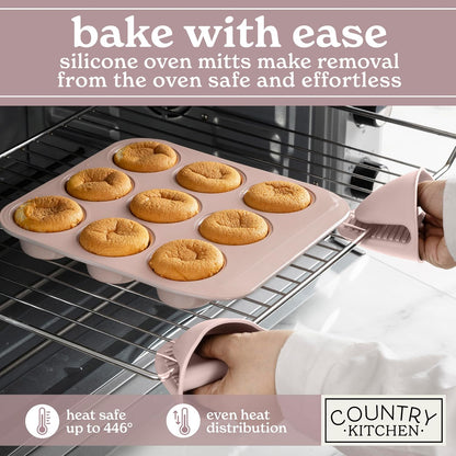 Nonstick Stackable Bakeware Set - Deluxe Heavy Duty, Durable, Easy Release Baking Set, 8 Pcs, Pink