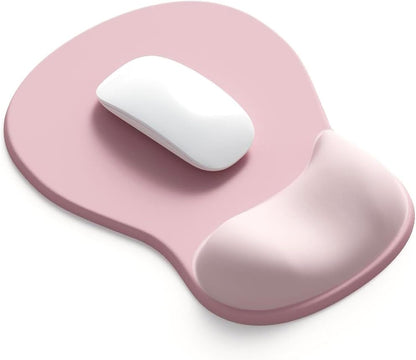 Ergonomic Mouse Pad with Gel Wrist Support, Comfortable Wrist Rest Mousepad with Non-Slip PU Base for Pain Relief, Desk, Home & Office, Pink Serenity