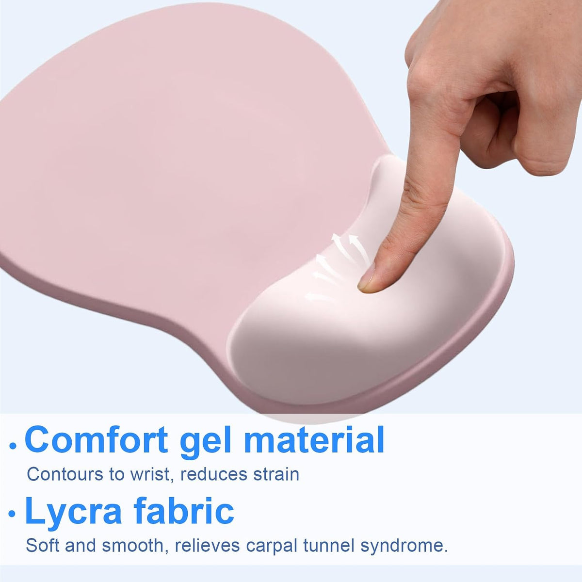 Ergonomic Mouse Pad with Gel Wrist Support, Comfortable Wrist Rest Mousepad with Non-Slip PU Base for Pain Relief, Desk, Home & Office, Pink Serenity