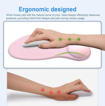 Ergonomic Mouse Pad with Gel Wrist Support, Comfortable Wrist Rest Mousepad with Non-Slip PU Base for Pain Relief, Desk, Home & Office, Pink Serenity