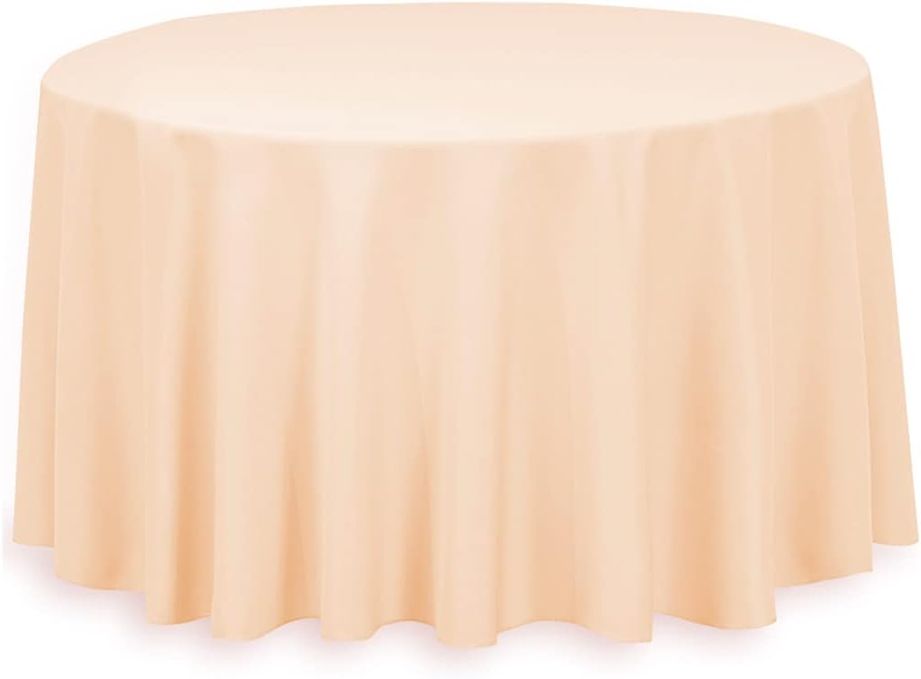 Linenlanding 120" Inch Round Polyester Tablecloths for Circular Table Cover for Wedding, Buffet Table, Parties, Holiday Dinner (1, Peach)