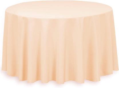 Linenlanding 120" Inch Round Polyester Tablecloths for Circular Table Cover for Wedding, Buffet Table, Parties, Holiday Dinner (1, Peach)
