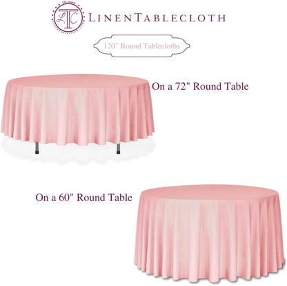 Linenlanding 120" Inch Round Polyester Tablecloths for Circular Table Cover for Wedding, Buffet Table, Parties, Holiday Dinner (1, Peach)