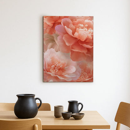 Peach Floral Canvas Wall Art, Soft Peach Flower Poster Prints, Abstract Wall Art Home Aesthetic Decor for Living Room, Bedroom, Bathroom, Dorm, Wrapped Canvas 8x12 Inch