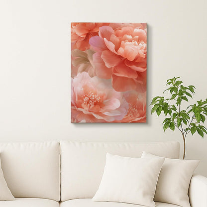 Peach Floral Canvas Wall Art, Soft Peach Flower Poster Prints, Abstract Wall Art Home Aesthetic Decor for Living Room, Bedroom, Bathroom, Dorm, Wrapped Canvas 8x12 Inch