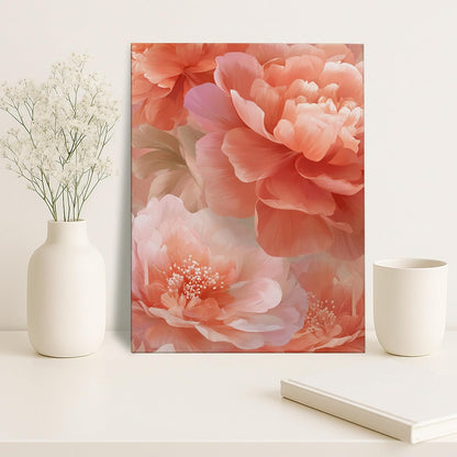 Peach Floral Canvas Wall Art, Soft Peach Flower Poster Prints, Abstract Wall Art Home Aesthetic Decor for Living Room, Bedroom, Bathroom, Dorm, Wrapped Canvas 8x12 Inch