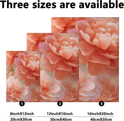 Peach Floral Canvas Wall Art, Soft Peach Flower Poster Prints, Abstract Wall Art Home Aesthetic Decor for Living Room, Bedroom, Bathroom, Dorm, Wrapped Canvas 8x12 Inch