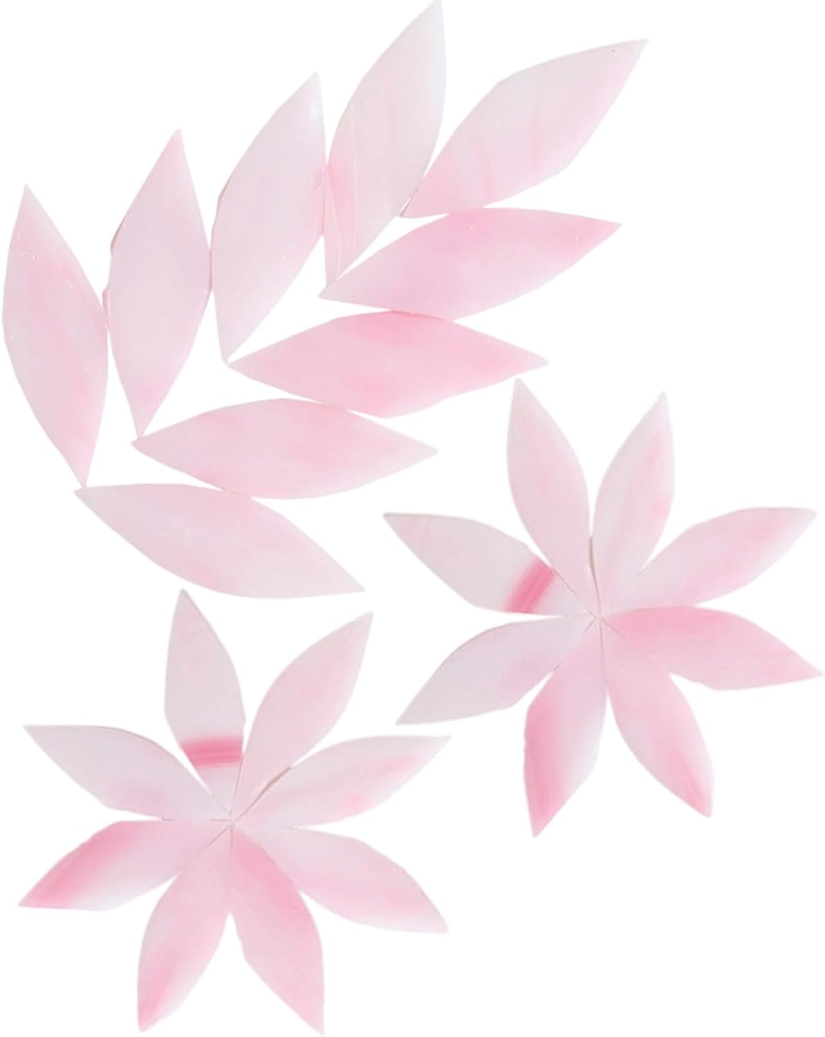 200g Flower Petal Stained Glass Tiles for Craft, 2inch Leaf Mosaic Tiles Pieces Kit for DIY Coaster Trivet Planter Mirror Lamp House Number Home Decorations (Pink)