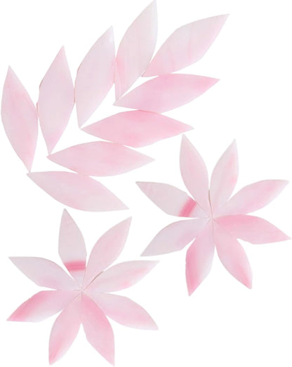 200g Flower Petal Stained Glass Tiles for Craft, 2inch Leaf Mosaic Tiles Pieces Kit for DIY Coaster Trivet Planter Mirror Lamp House Number Home Decorations (Pink)