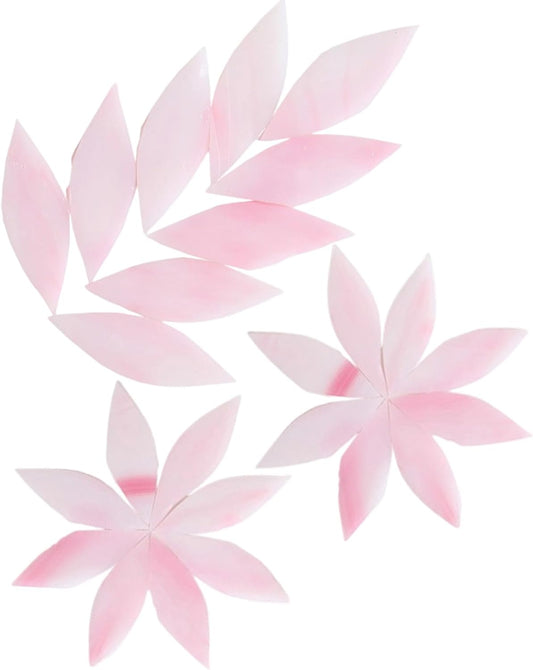 200g Flower Petal Stained Glass Tiles for Craft, 2inch Leaf Mosaic Tiles Pieces Kit for DIY Coaster Trivet Planter Mirror Lamp House Number Home Decorations (Pink)