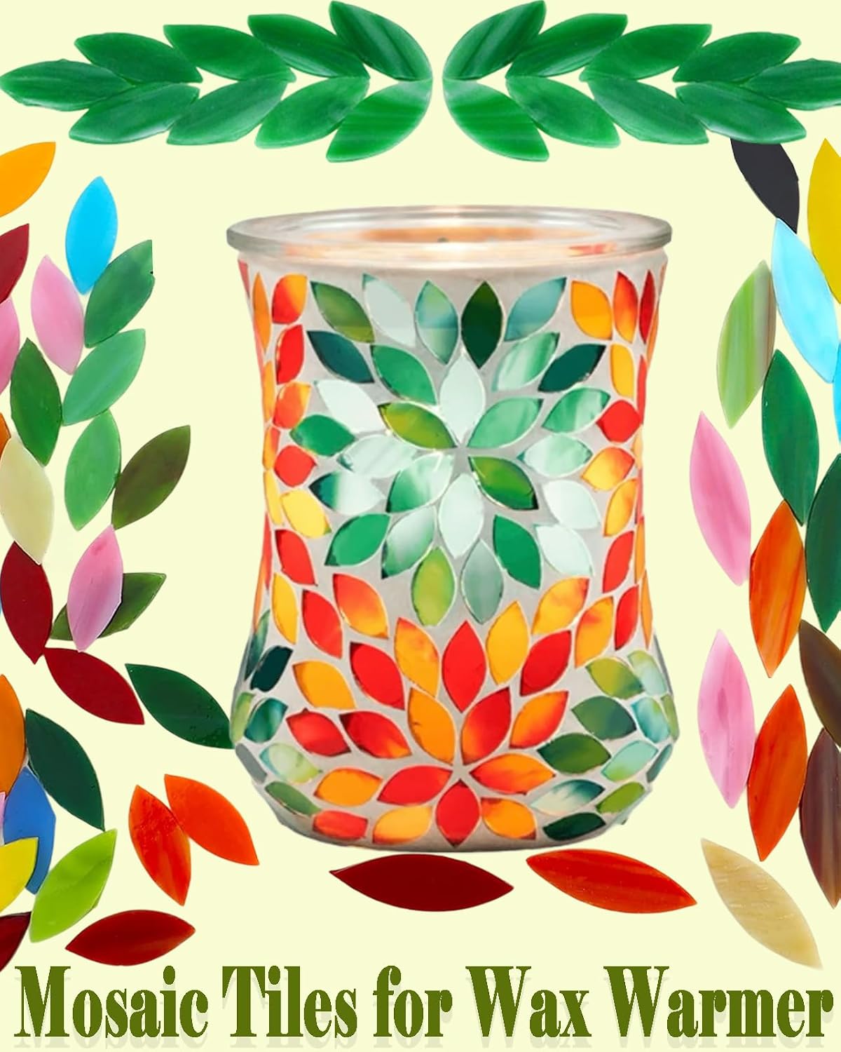 200g Flower Petal Stained Glass Tiles for Craft, 2inch Leaf Mosaic Tiles Pieces Kit for DIY Coaster Trivet Planter Mirror Lamp House Number Home Decorations (Pink)