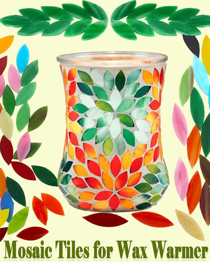 200g Flower Petal Stained Glass Tiles for Craft, 2inch Leaf Mosaic Tiles Pieces Kit for DIY Coaster Trivet Planter Mirror Lamp House Number Home Decorations (Pink)