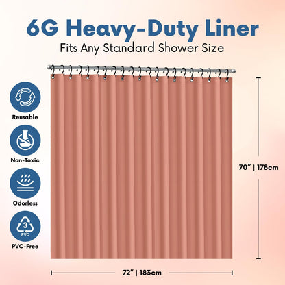 No Smell Shower Curtain Liner 72x72 Peach - PEVA Plastic Shower Curtain