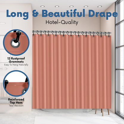 No Smell Shower Curtain Liner 72x72 Peach - PEVA Plastic Shower Curtain