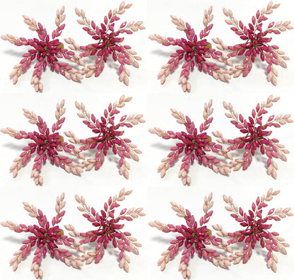 Pink Gold Beaded Napkin Ring - Set of 12 - Beautiful Leaves Design Perfect for Dinner Table Décor/Farmhouse/Mothers Day/Christmas/New Year Party/Easter/Family Gathering/Halloween & Everyday Use