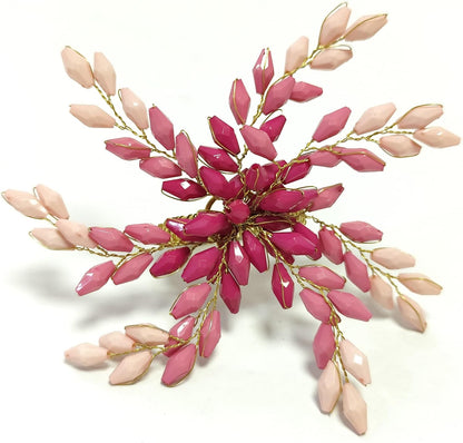 Pink Gold Beaded Napkin Ring - Set of 12 - Beautiful Leaves Design Perfect for Dinner Table Décor/Farmhouse/Mothers Day/Christmas/New Year Party/Easter/Family Gathering/Halloween & Everyday Use