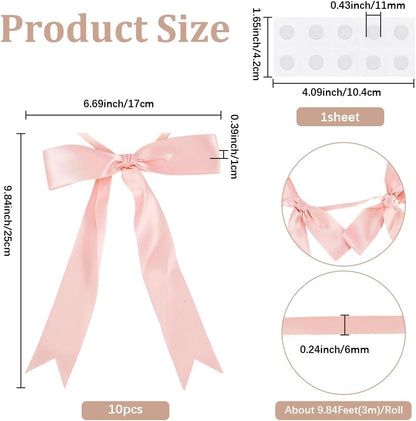 Bow Banner Garland Ribbon Garland Decoration Including 10Pcs Bows and 9.8 Feet Ribbon Coquette Bachelorette Party Hanging Banner for Wedding Bridal Shower Engagement Decorations Light Salmon