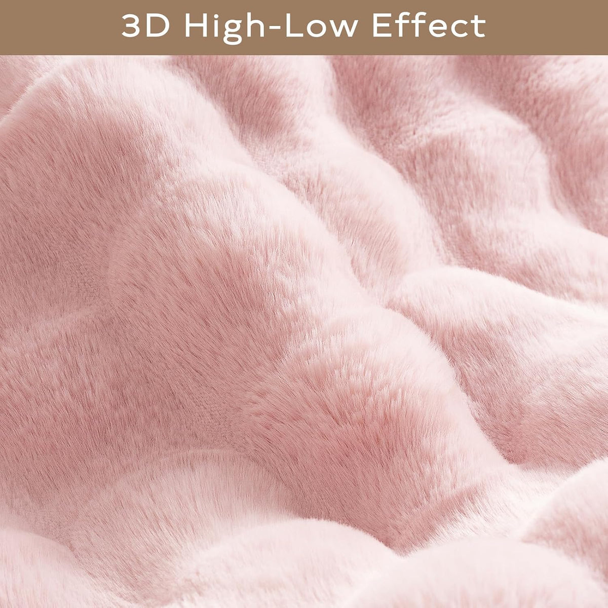 Ashler Faux Rabbit Fur Rug, Pink 5x7 FT Fluffy Soft Area Rugs, Rectangle Fuzzy Carpet for Living Room, Bedroom, Machine Washable - 3D Bubble Rug