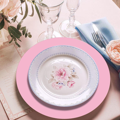 50 Pieces Pink Paper Place Mats Light Pink Round Disposable Table Mats Decorative Placemats for Wedding Bridal Shower Pink Birthday Party Dining Decor