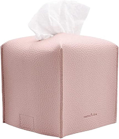 PU Leather Tissue Box Cover Holder, Decor, Baby Pink