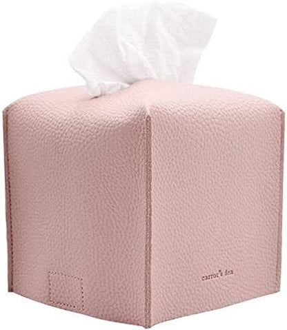 PU Leather Tissue Box Cover Holder, Decor, Baby Pink