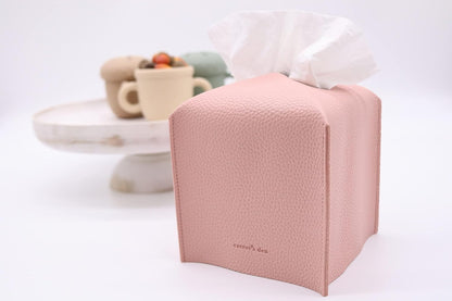 PU Leather Tissue Box Cover Holder, Decor, Baby Pink
