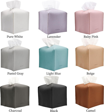 PU Leather Tissue Box Cover Holder, Decor, Baby Pink