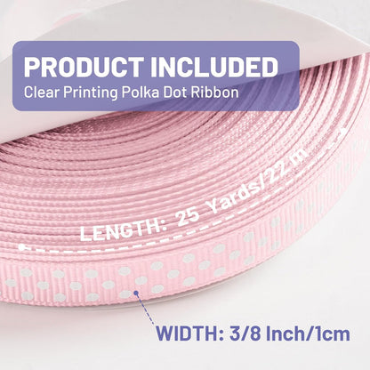Polka Dot Grosgrain Ribbon 3/8 Inch, 25 Yards Spool Pink and White Dot Craft Ribbon for Valentines Gift Wrapping DIY Crafts Hair Bows Wedding Party Decor Sewing and Home Decoration