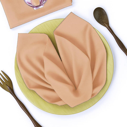 MDS Pack of 50 PCS Cloth Napkins 17x17 inch Washable Polyester Dinner Napkins Soft Table Napkins for Wedding Party Dining Banquet Bistro Decoration - Peach