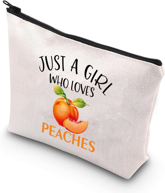 BDPWSS Peaches Makeup Bag Peaches Gift For Women Peach Lover Gift Just A Girl Who Love Peaches Sweet Peaches Zipper Pouch For Fruit Lover Gift (Girl Love Peaches)