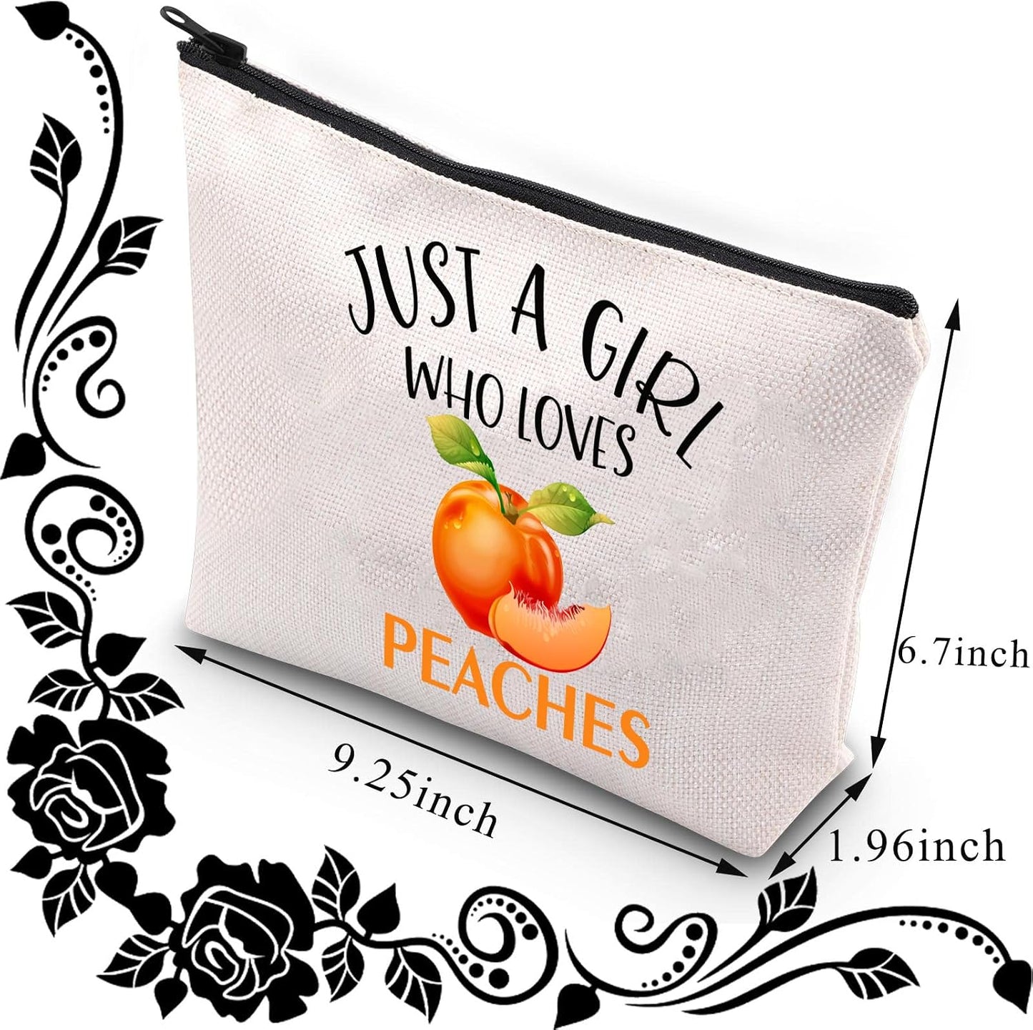 BDPWSS Peaches Makeup Bag Peaches Gift For Women Peach Lover Gift Just A Girl Who Love Peaches Sweet Peaches Zipper Pouch For Fruit Lover Gift (Girl Love Peaches)