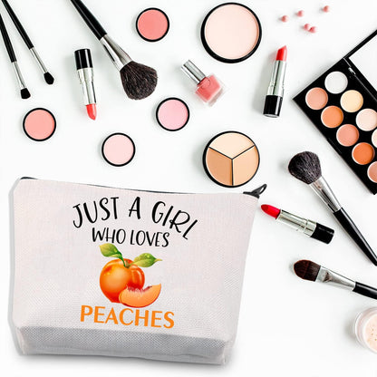 BDPWSS Peaches Makeup Bag Peaches Gift For Women Peach Lover Gift Just A Girl Who Love Peaches Sweet Peaches Zipper Pouch For Fruit Lover Gift (Girl Love Peaches)