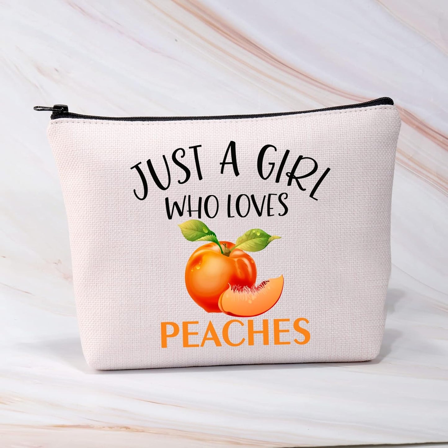 BDPWSS Peaches Makeup Bag Peaches Gift For Women Peach Lover Gift Just A Girl Who Love Peaches Sweet Peaches Zipper Pouch For Fruit Lover Gift (Girl Love Peaches)