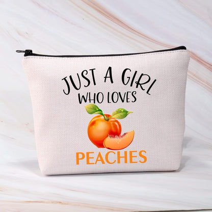 BDPWSS Peaches Makeup Bag Peaches Gift For Women Peach Lover Gift Just A Girl Who Love Peaches Sweet Peaches Zipper Pouch For Fruit Lover Gift (Girl Love Peaches)