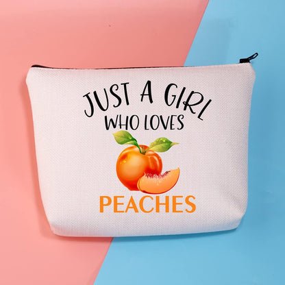 BDPWSS Peaches Makeup Bag Peaches Gift For Women Peach Lover Gift Just A Girl Who Love Peaches Sweet Peaches Zipper Pouch For Fruit Lover Gift (Girl Love Peaches)