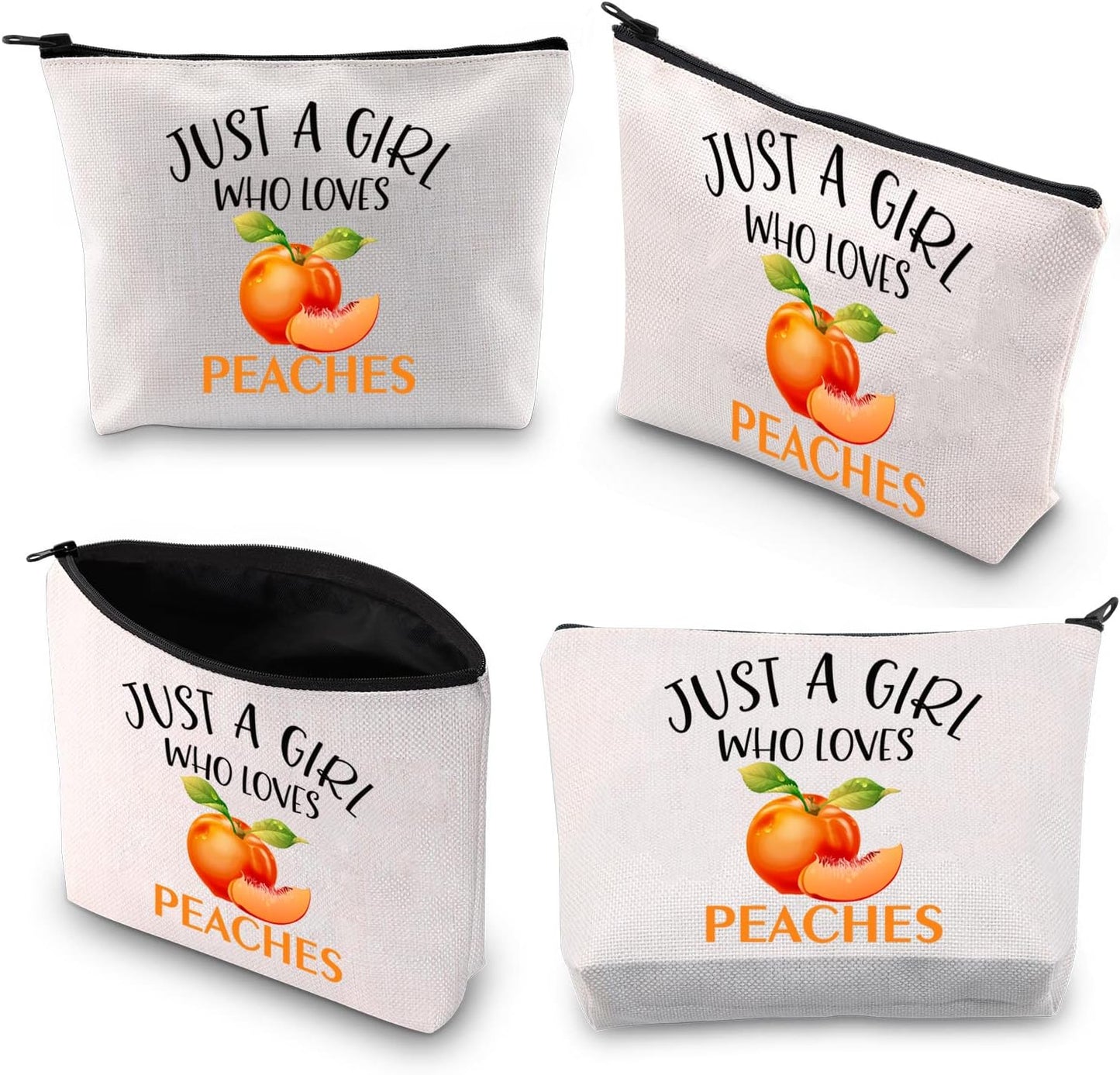 BDPWSS Peaches Makeup Bag Peaches Gift For Women Peach Lover Gift Just A Girl Who Love Peaches Sweet Peaches Zipper Pouch For Fruit Lover Gift (Girl Love Peaches)